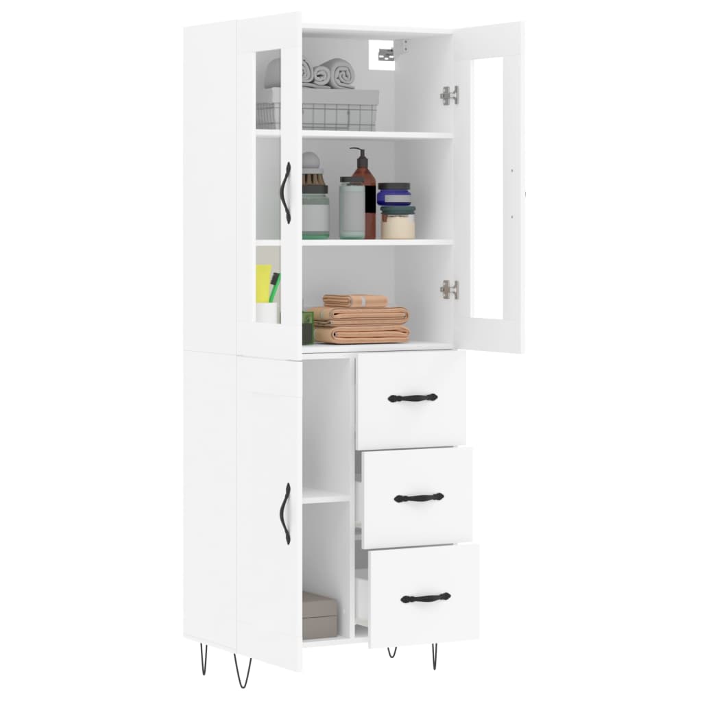 Hoge Kast 69,5X34X180 Cm Bewerkt Hout Wit