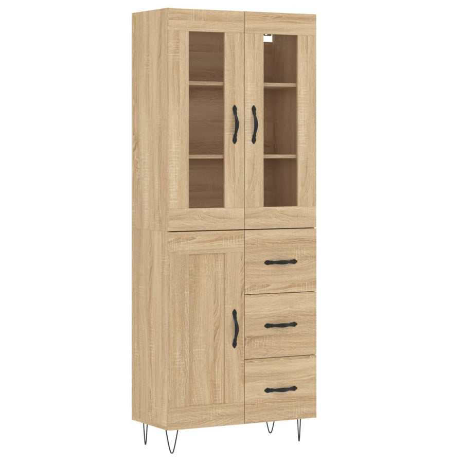 Hoge Kast 69,5X34X80 Cm Bewerkt Hout Kleurig Sonoma eiken 1 houten deur 3 lades