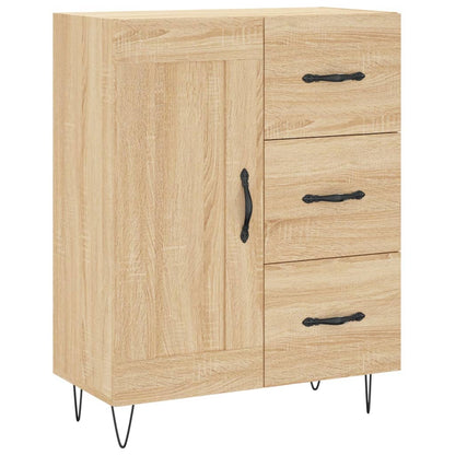 Hoge Kast 69,5X34X80 Cm Bewerkt Hout Kleurig Sonoma eiken 1 houten deur 3 lades