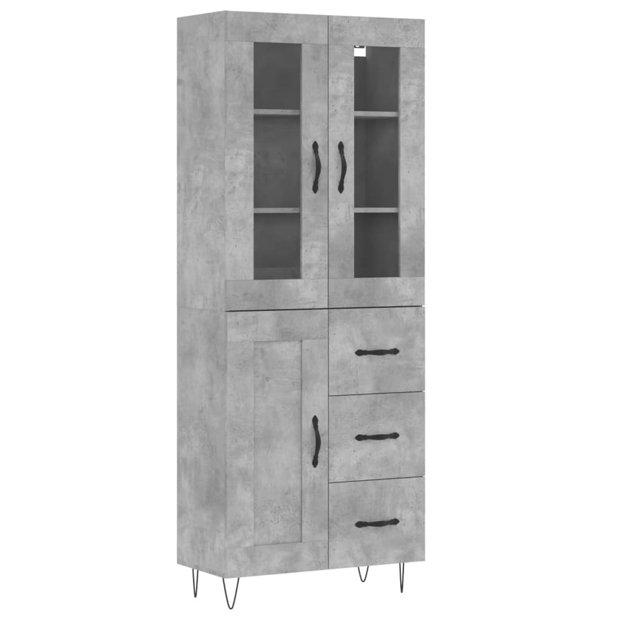 Hoge Kast 69,5X34X180 Cm Bewerkt Hout Betongrijs