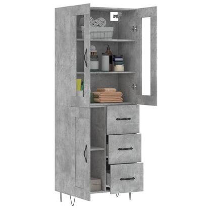 Hoge Kast 69,5X34X180 Cm Bewerkt Hout Betongrijs