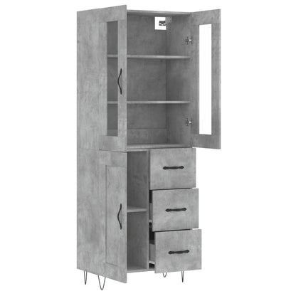 Hoge Kast 69,5X34X180 Cm Bewerkt Hout Betongrijs
