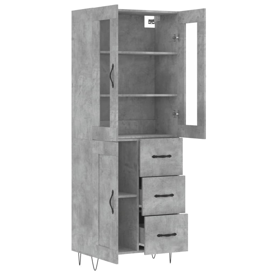 Hoge Kast 69,5X34X180 Cm Bewerkt Hout Betongrijs