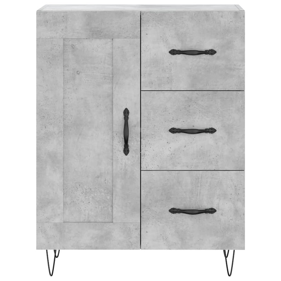 Hoge Kast 69,5X34X180 Cm Bewerkt Hout Betongrijs