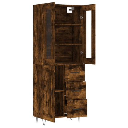 Hoge Kast 69,5X34X180 Cm Bewerkt Hout Kleurig Gerookt eiken