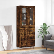 High cabinet 69.5x34x180 cm treated smoked oak-colored wood