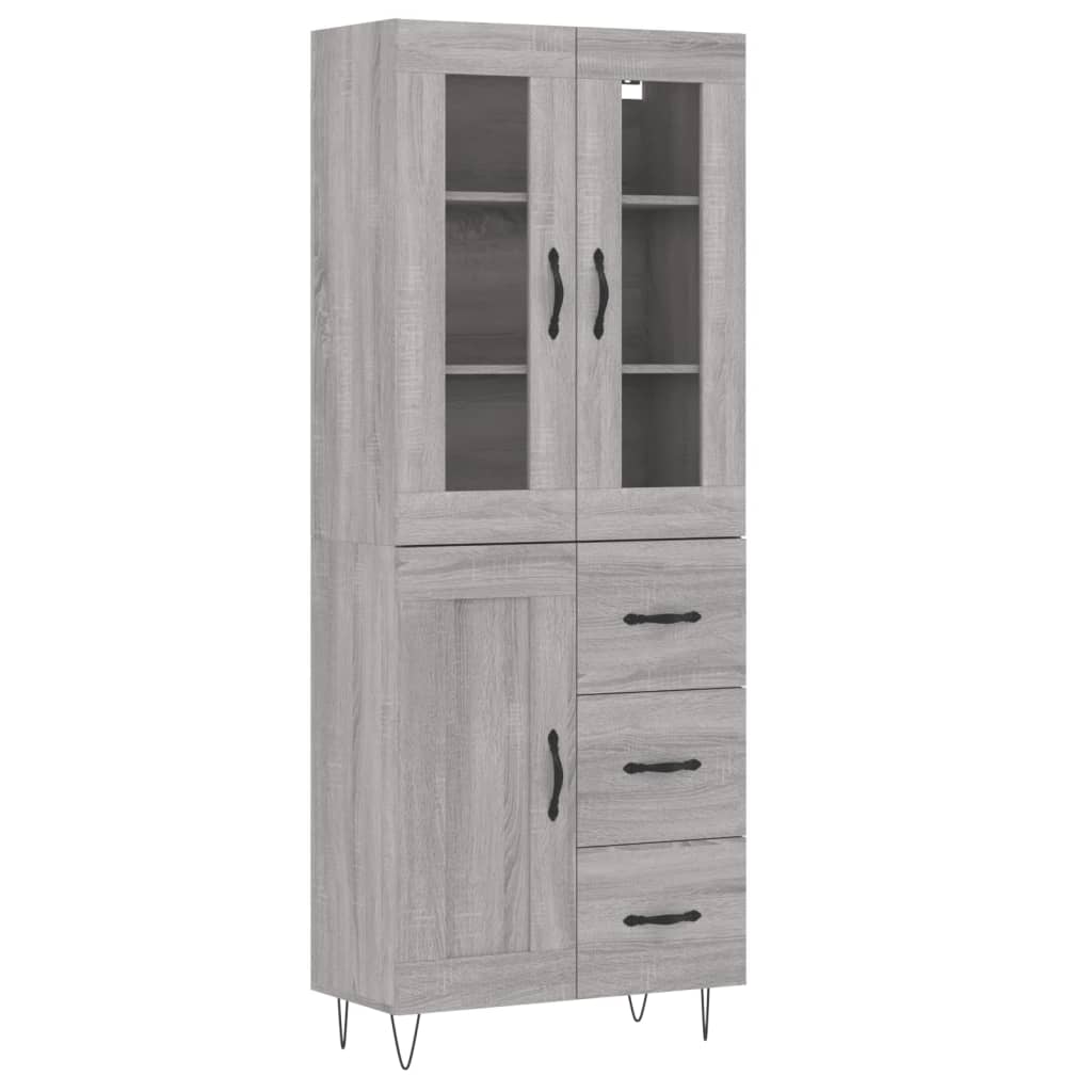 Hoge Kast 69,5X34X180 Cm Bewerkt Hout Eikenkleurig Grijs sonoma