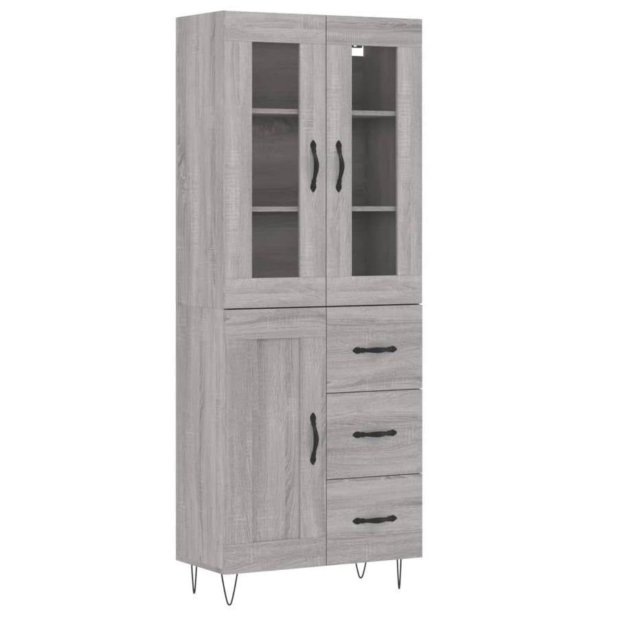 Hoge Kast 69,5X34X180 Cm Bewerkt Hout Eikenkleurig Grijs sonoma