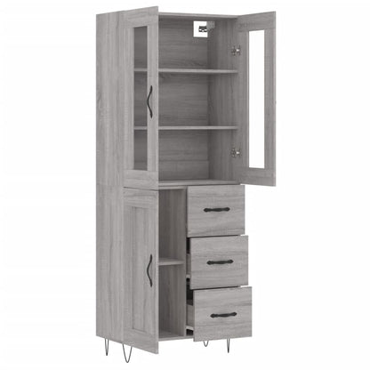 Hoge Kast 69,5X34X180 Cm Bewerkt Hout Eikenkleurig Grijs sonoma
