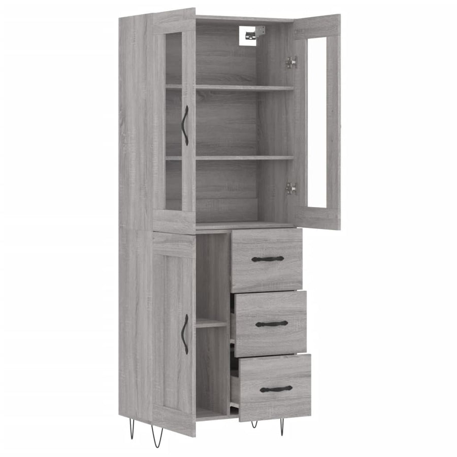 Hoge Kast 69,5X34X180 Cm Bewerkt Hout Eikenkleurig Grijs sonoma