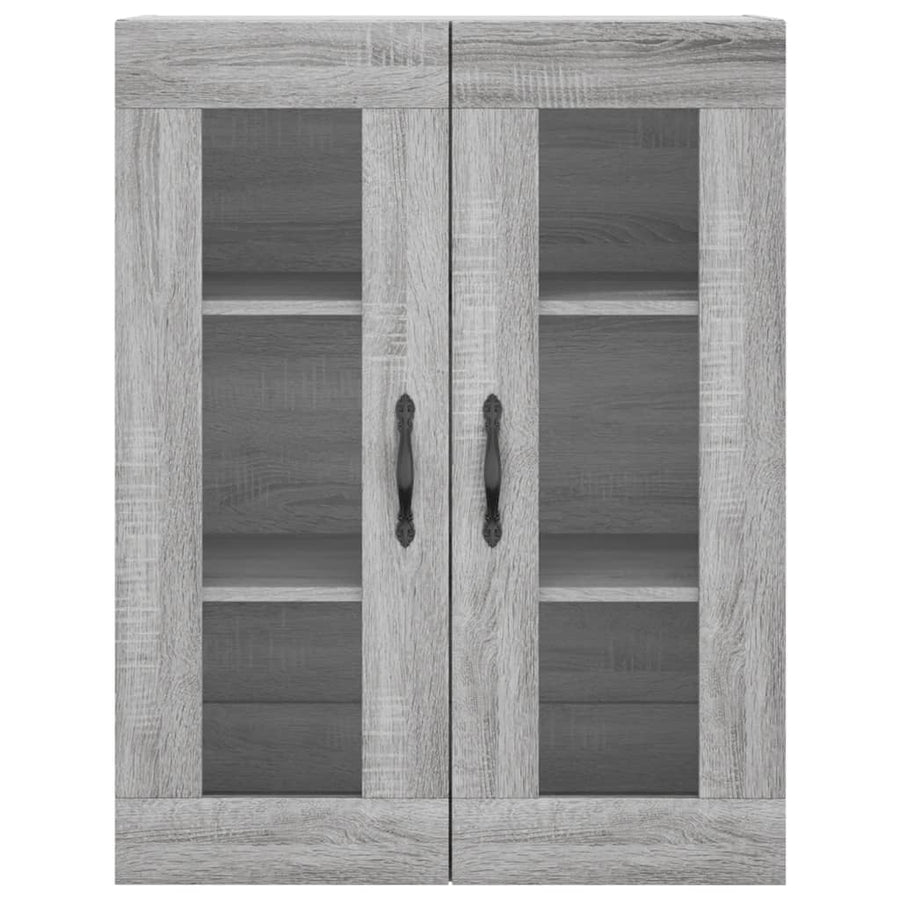 Hoge Kast 69,5X34X180 Cm Bewerkt Hout Eikenkleurig Grijs sonoma