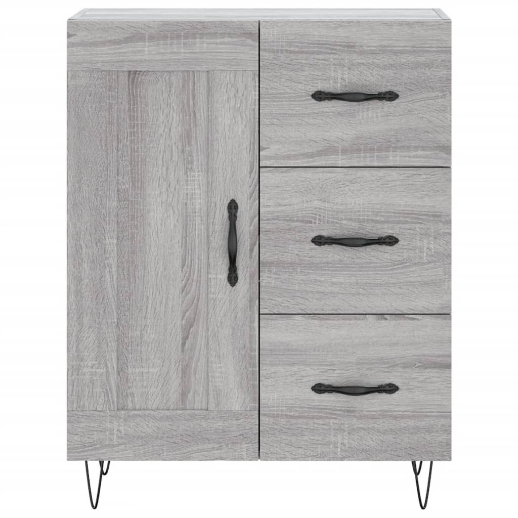 Hoge Kast 69,5X34X180 Cm Bewerkt Hout Eikenkleurig Grijs sonoma