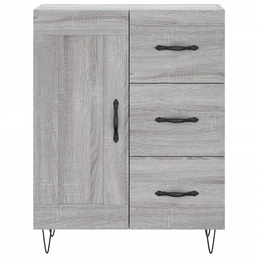 Hoge Kast 69,5X34X180 Cm Bewerkt Hout Eikenkleurig Grijs sonoma