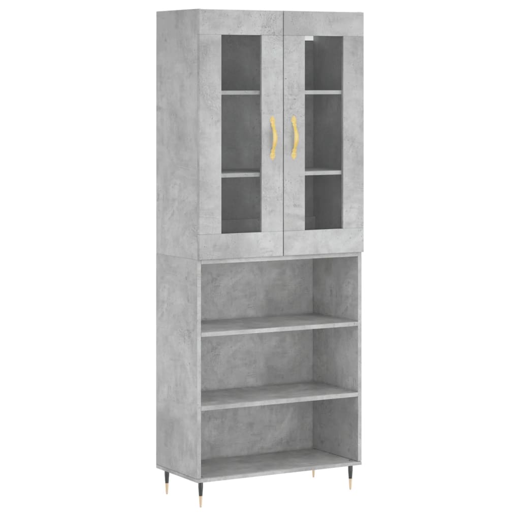 Hoge Kast 69,5X34X180 Cm Bewerkt Hout Betongrijs