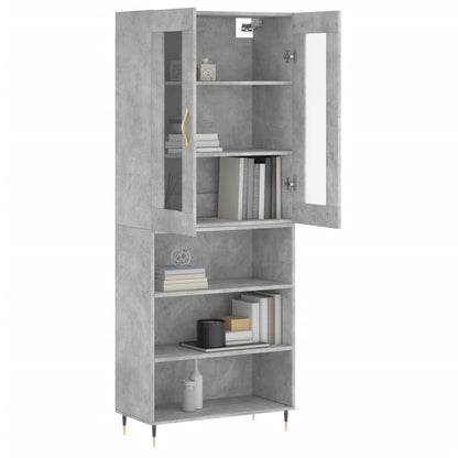 Hoge Kast 69,5X34X180 Cm Bewerkt Hout Betongrijs