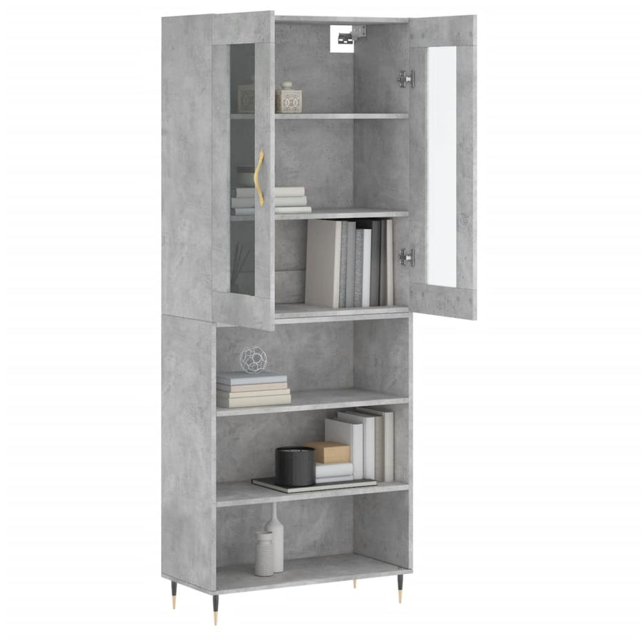 Hoge Kast 69,5X34X180 Cm Bewerkt Hout Betongrijs