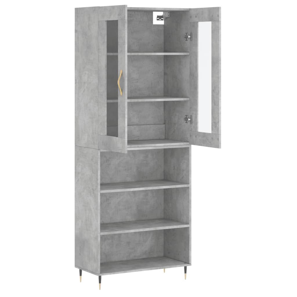 Hoge Kast 69,5X34X180 Cm Bewerkt Hout Betongrijs