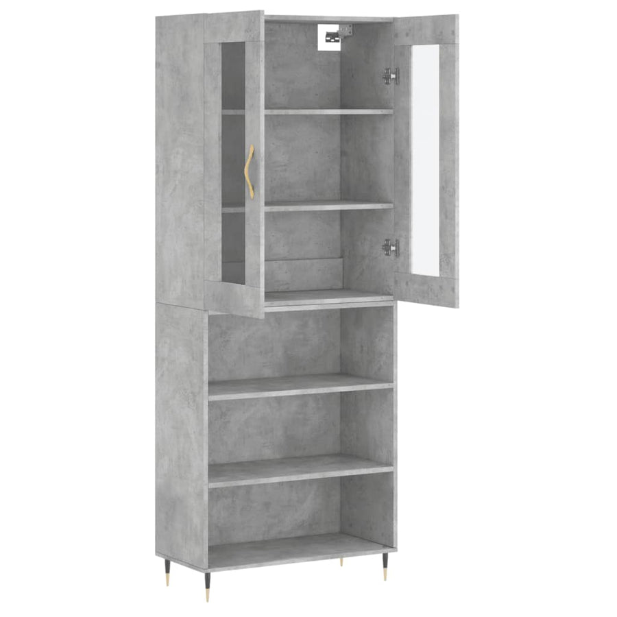 Hoge Kast 69,5X34X180 Cm Bewerkt Hout Betongrijs