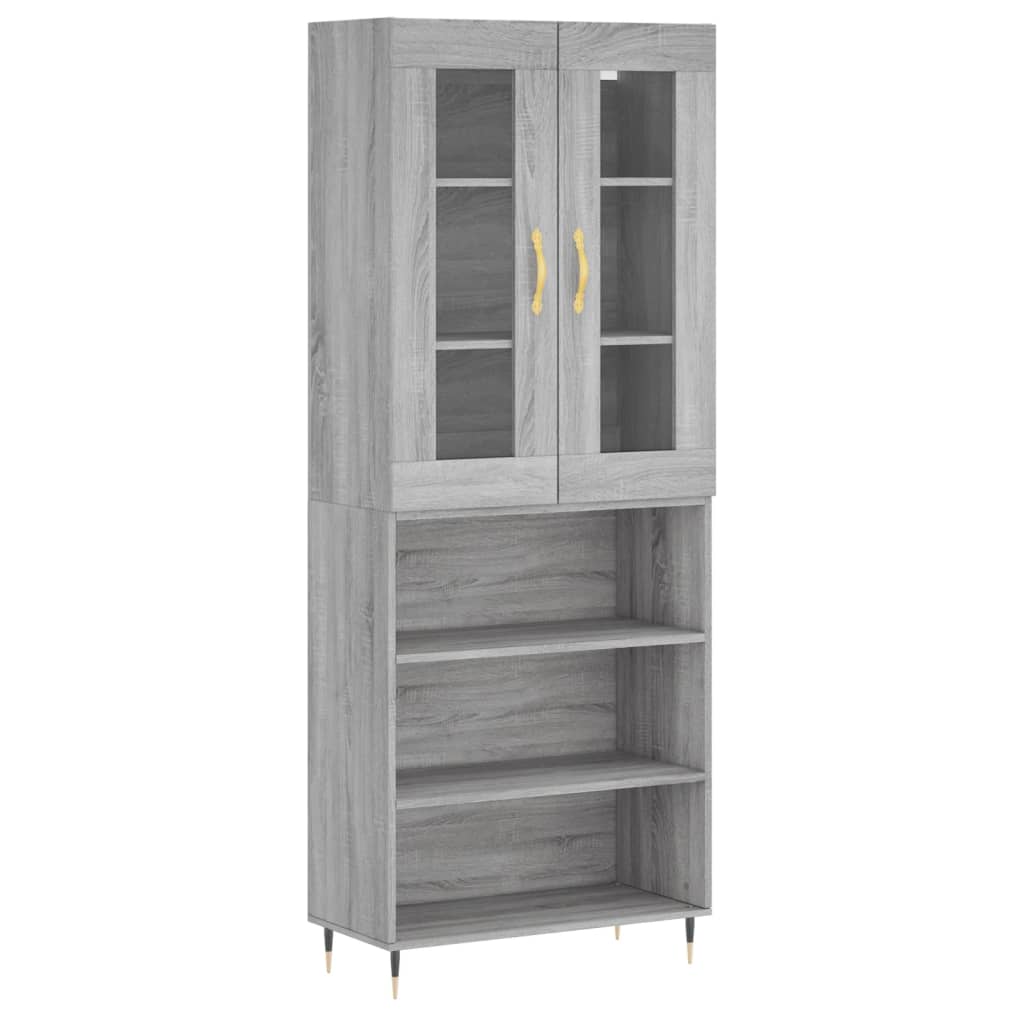 Hoge Kast 69,5X34X180 Cm Bewerkt Hout Grijs Sonoma Eikenkleurig