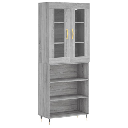 Hoge Kast 69,5X34X180 Cm Bewerkt Hout Grijs Sonoma Eikenkleurig