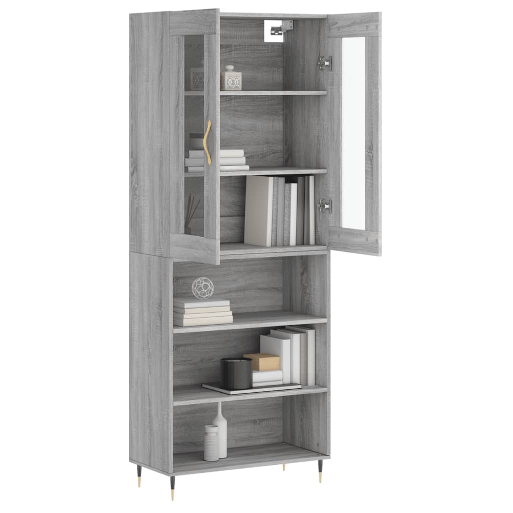 Hoge Kast 69,5X34X180 Cm Bewerkt Hout Grijs Sonoma Eikenkleurig