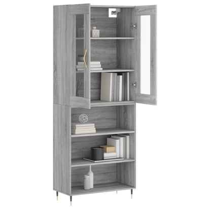 Hoge Kast 69,5X34X180 Cm Bewerkt Hout Grijs Sonoma Eikenkleurig