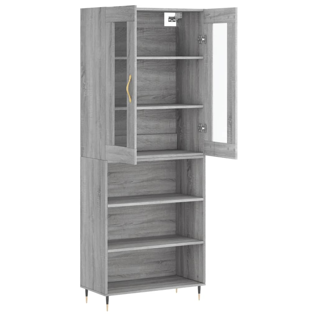 Hoge Kast 69,5X34X180 Cm Bewerkt Hout Grijs Sonoma Eikenkleurig