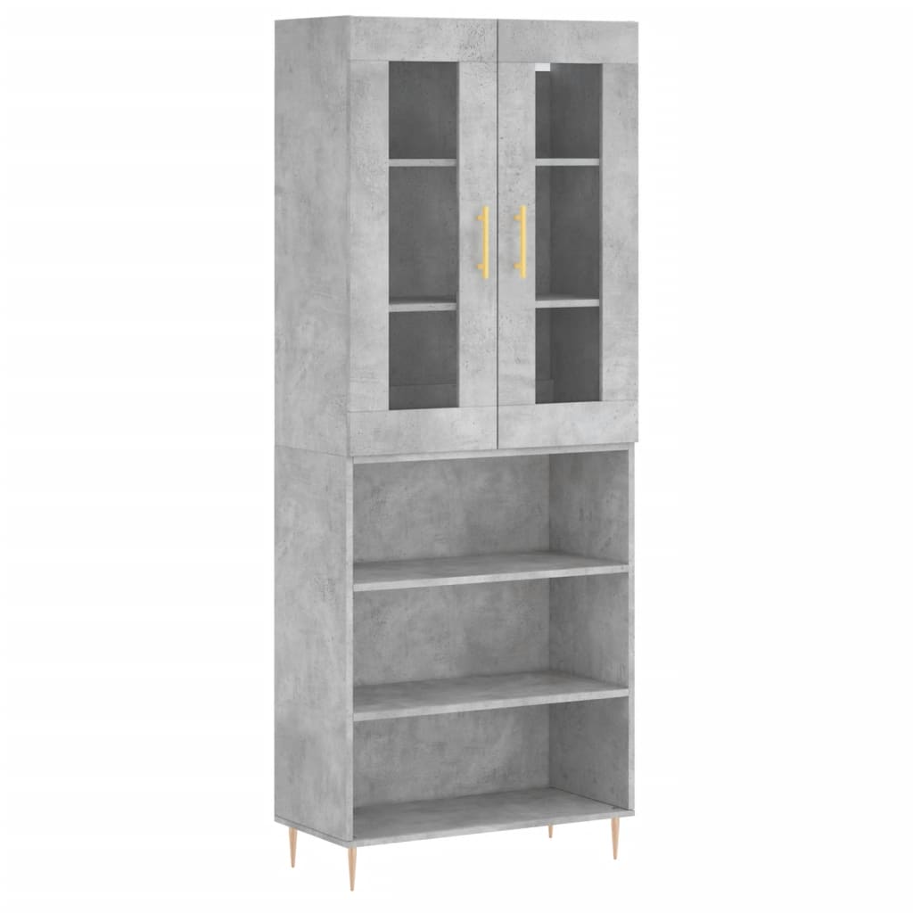Hoge Kast 69,5X34X180 Cm Bewerkt Hout Betongrijs