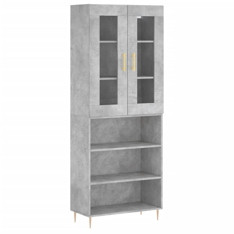 Hoge Kast 69,5X34X180 Cm Bewerkt Hout Betongrijs