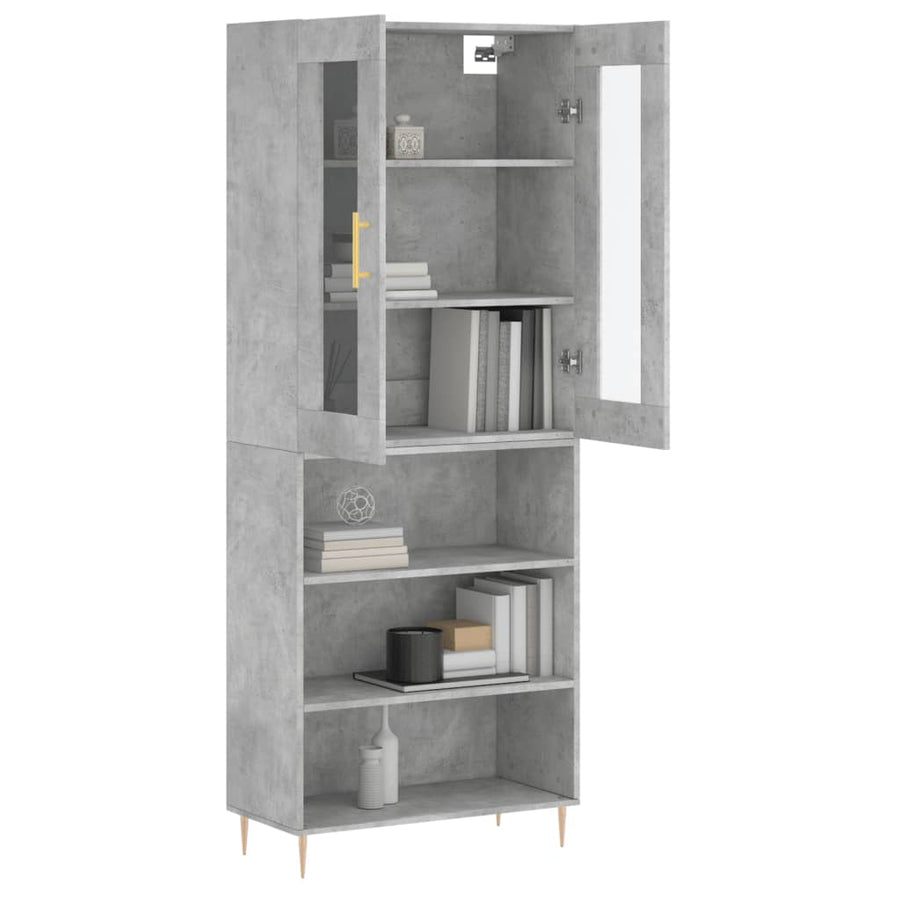 Hoge Kast 69,5X34X180 Cm Bewerkt Hout Betongrijs