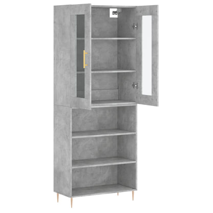 Hoge Kast 69,5X34X180 Cm Bewerkt Hout Betongrijs
