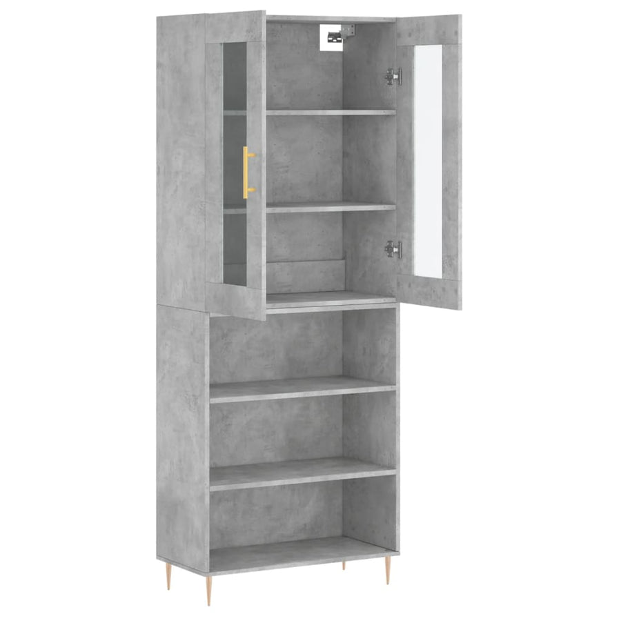 Hoge Kast 69,5X34X180 Cm Bewerkt Hout Betongrijs