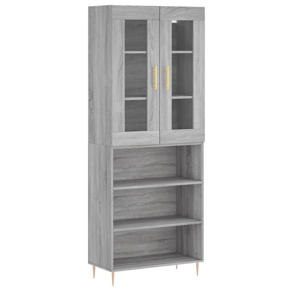 Hoge Kast 69,5X34X180 Cm Bewerkt Hout Grijs Sonoma Eikenkleurig