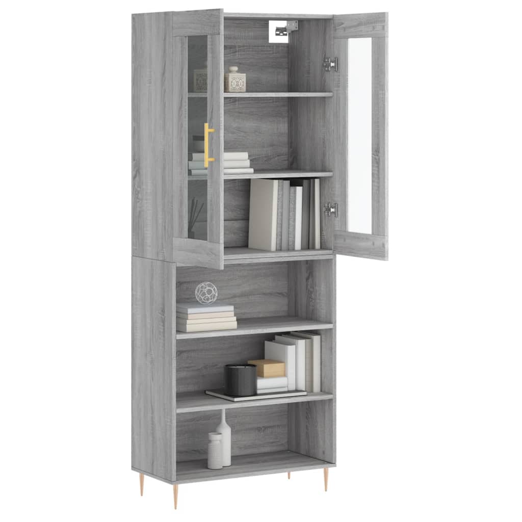 Hoge Kast 69,5X34X180 Cm Bewerkt Hout Grijs Sonoma Eikenkleurig