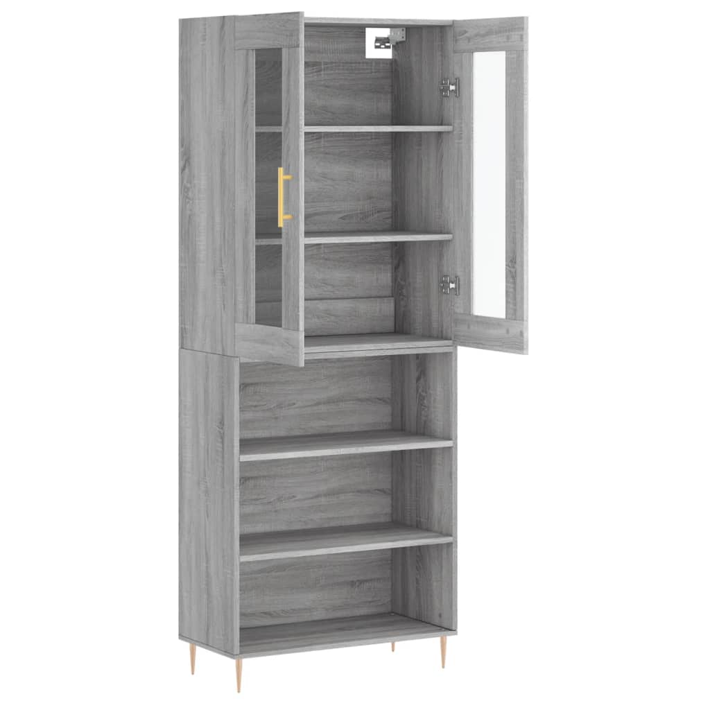 Hoge Kast 69,5X34X180 Cm Bewerkt Hout Grijs Sonoma Eikenkleurig