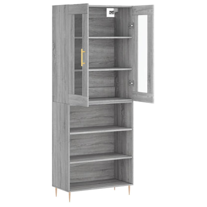 Hoge Kast 69,5X34X180 Cm Bewerkt Hout Grijs Sonoma Eikenkleurig