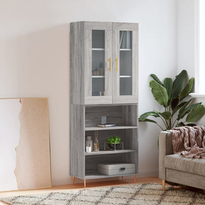 Hoge Kast 69,5X34X180 Cm Bewerkt Hout Grijs Sonoma Eikenkleurig