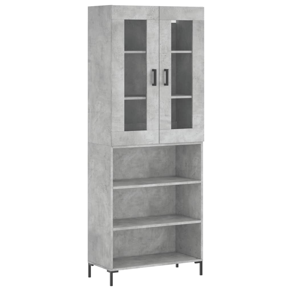 Hoge Kast 69,5X34X180 Cm Bewerkt Hout Betongrijs