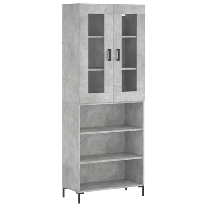 Hoge Kast 69,5X34X180 Cm Bewerkt Hout Betongrijs