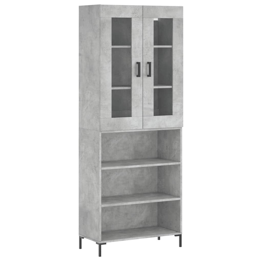 Hoge Kast 69,5X34X180 Cm Bewerkt Hout Betongrijs
