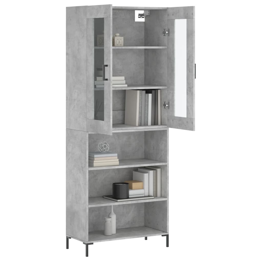 Hoge Kast 69,5X34X180 Cm Bewerkt Hout Betongrijs