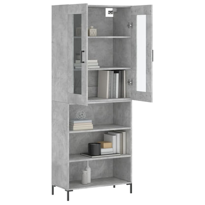Hoge Kast 69,5X34X180 Cm Bewerkt Hout Betongrijs