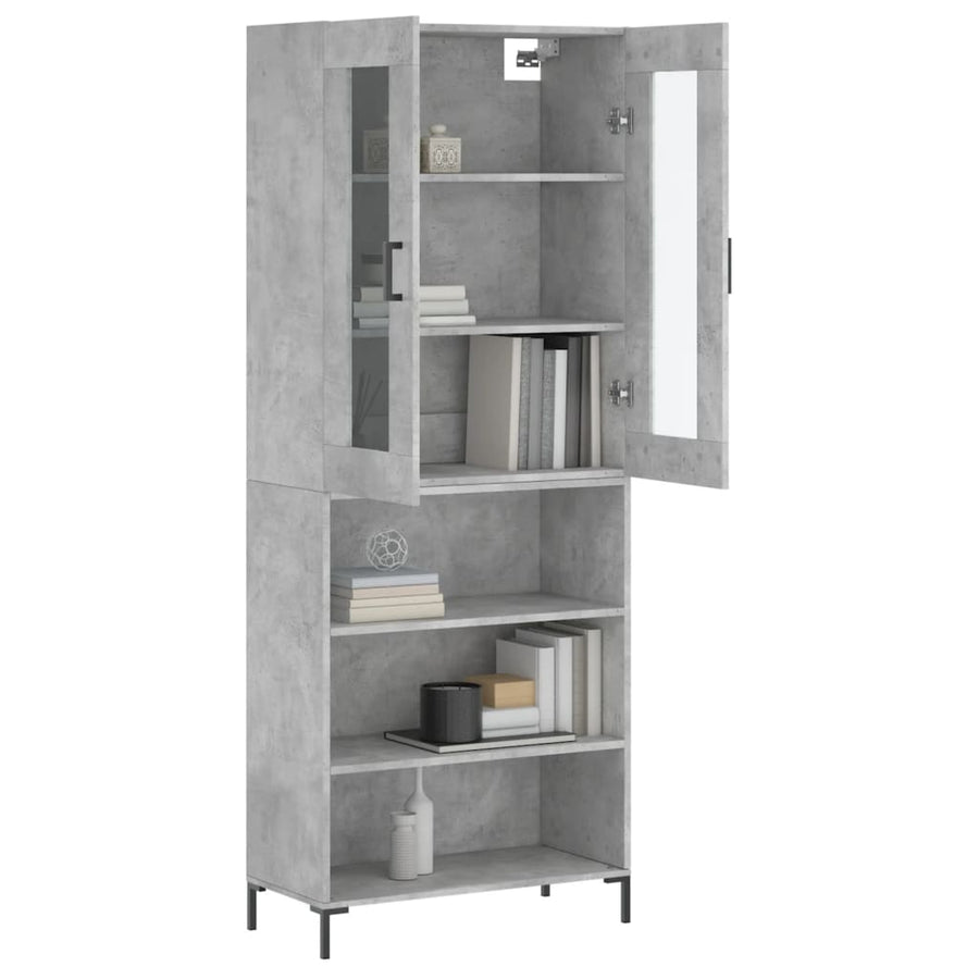 Hoge Kast 69,5X34X180 Cm Bewerkt Hout Betongrijs