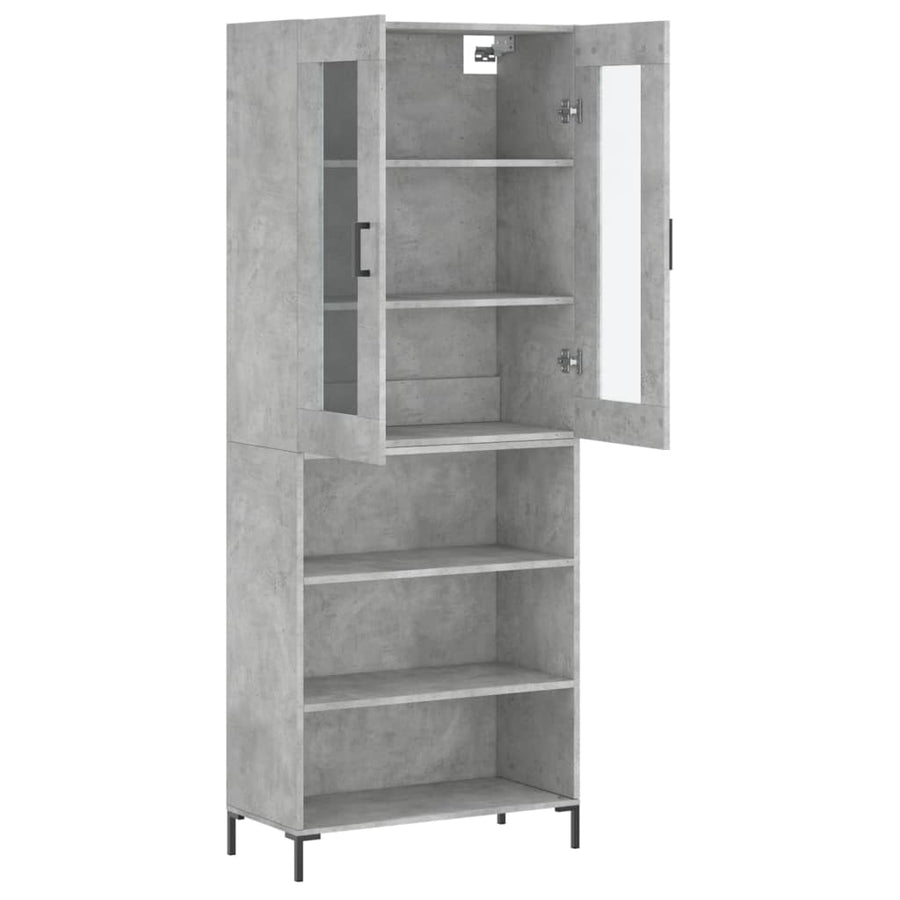 Hoge Kast 69,5X34X180 Cm Bewerkt Hout Betongrijs