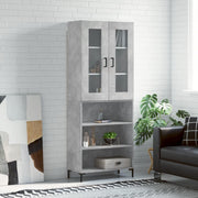 Hoge kast 69,5x34x180 cm bewerkt hout betongrijs