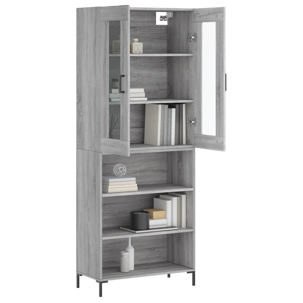 Hoge Kast 69,5X34X180 Cm Bewerkt Hout Grijs Sonoma Eikenkleurig