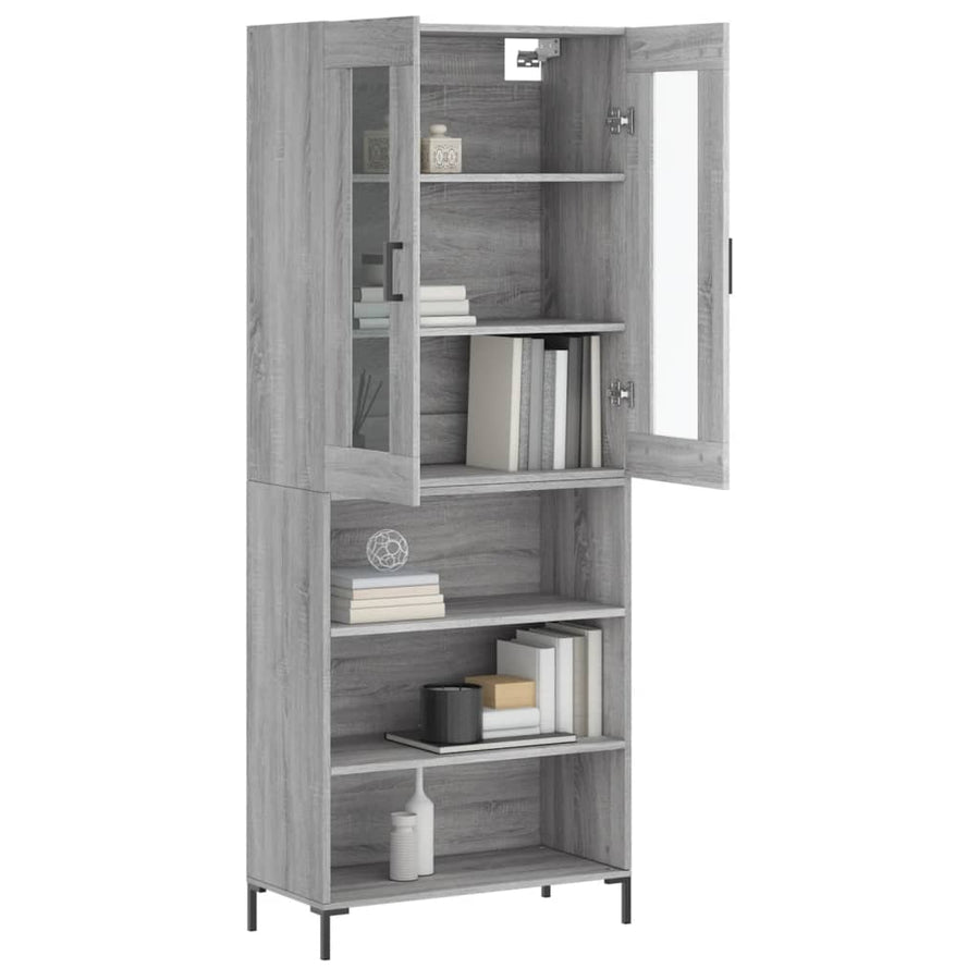 Hoge Kast 69,5X34X180 Cm Bewerkt Hout Grijs Sonoma Eikenkleurig