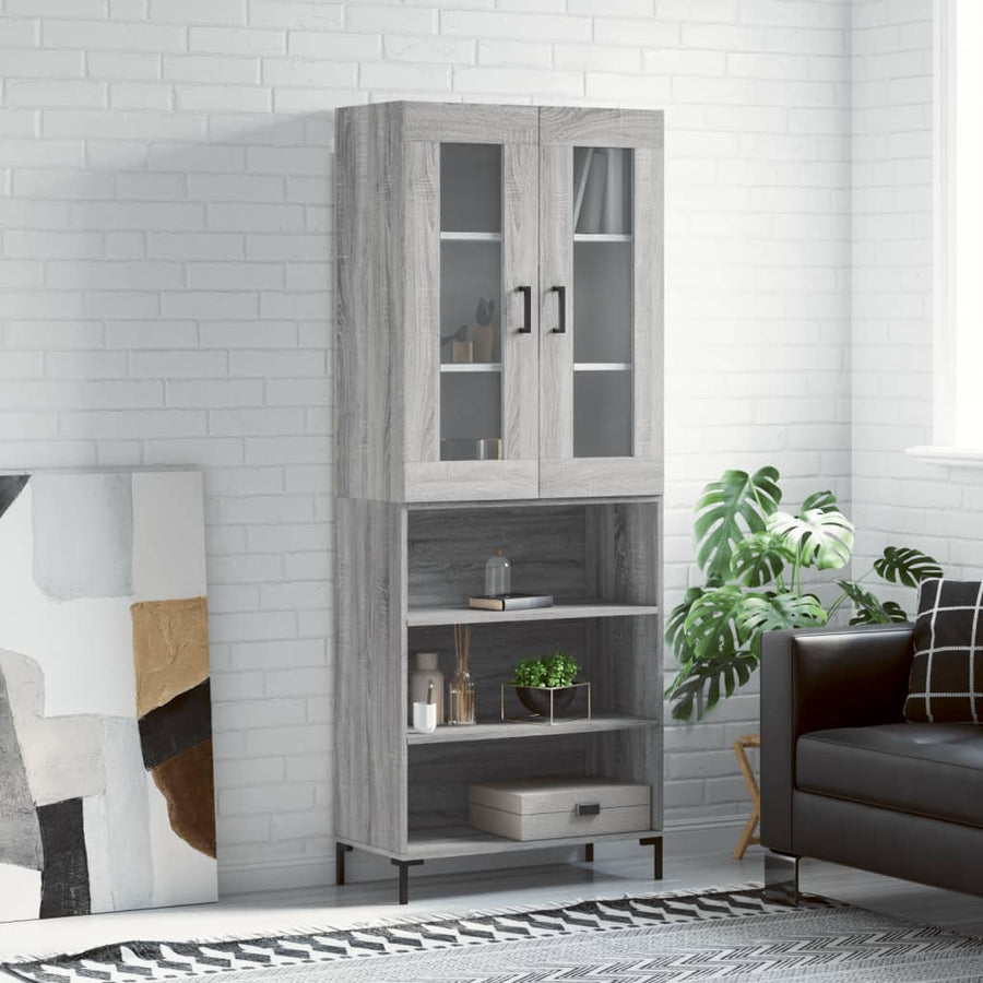 Hoge Kast 69,5X34X180 Cm Bewerkt Hout Grijs Sonoma Eikenkleurig