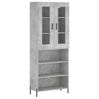 Hoge Kast 69,5X34X180 Cm Bewerkt Hout Betongrijs