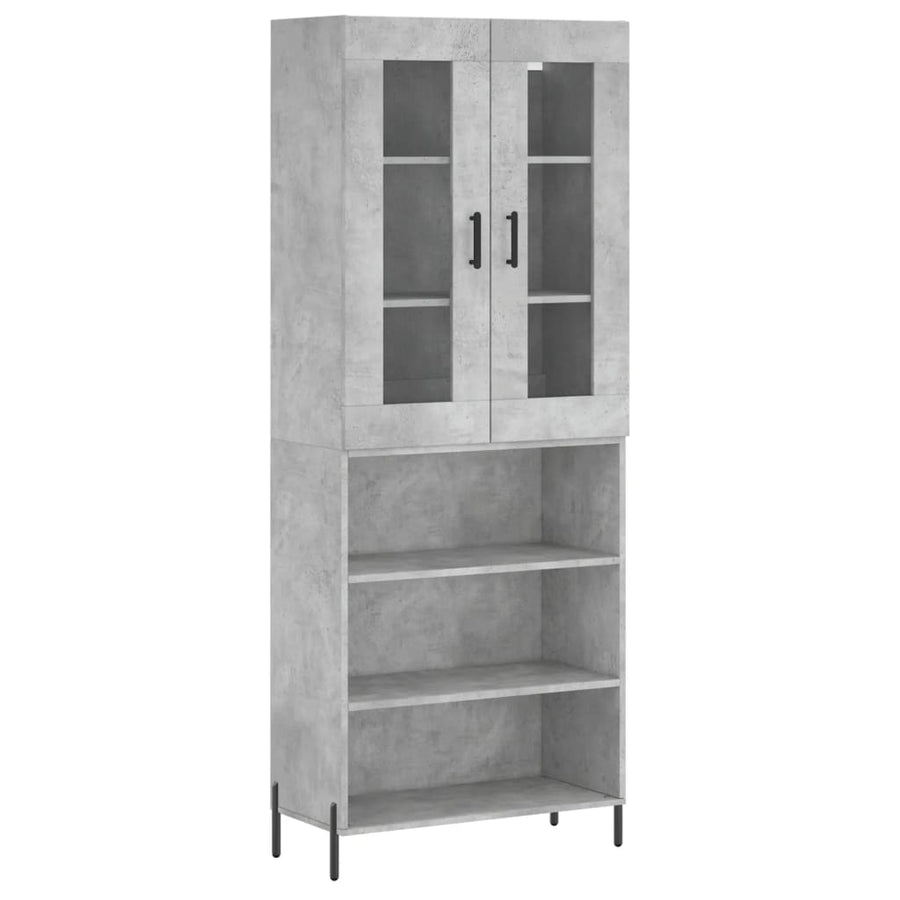 Hoge Kast 69,5X34X180 Cm Bewerkt Hout Betongrijs